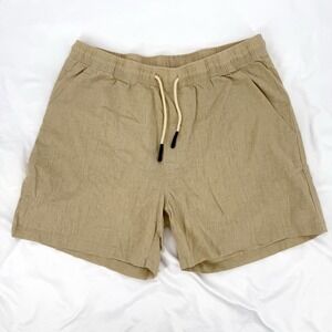 OAS Sz XL Beige Cotton Linen Blend Shorts Drawstring Elastic Waist Chino Beach